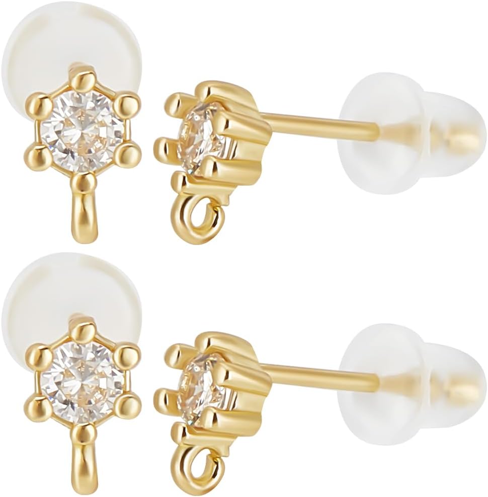 Ørestikkere med zirkonia - forgyldt