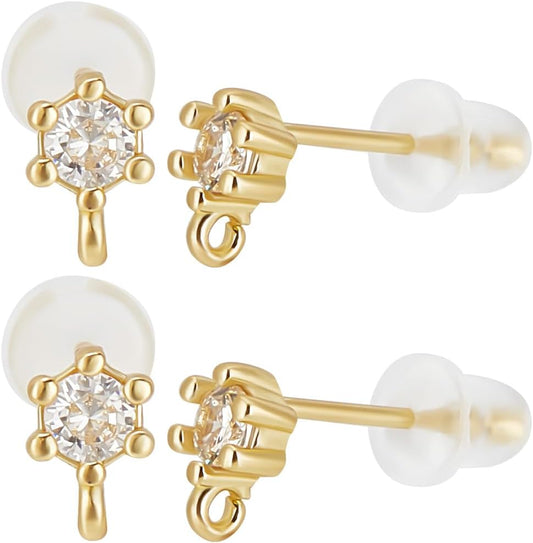 Ørestikkere med zirkonia - forgyldt