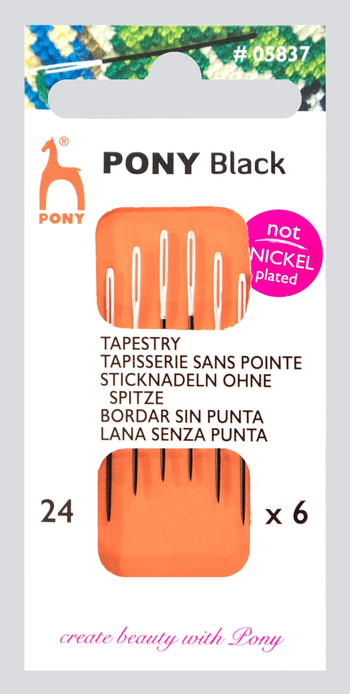 Pony black stramajnåle u/spids str. 24