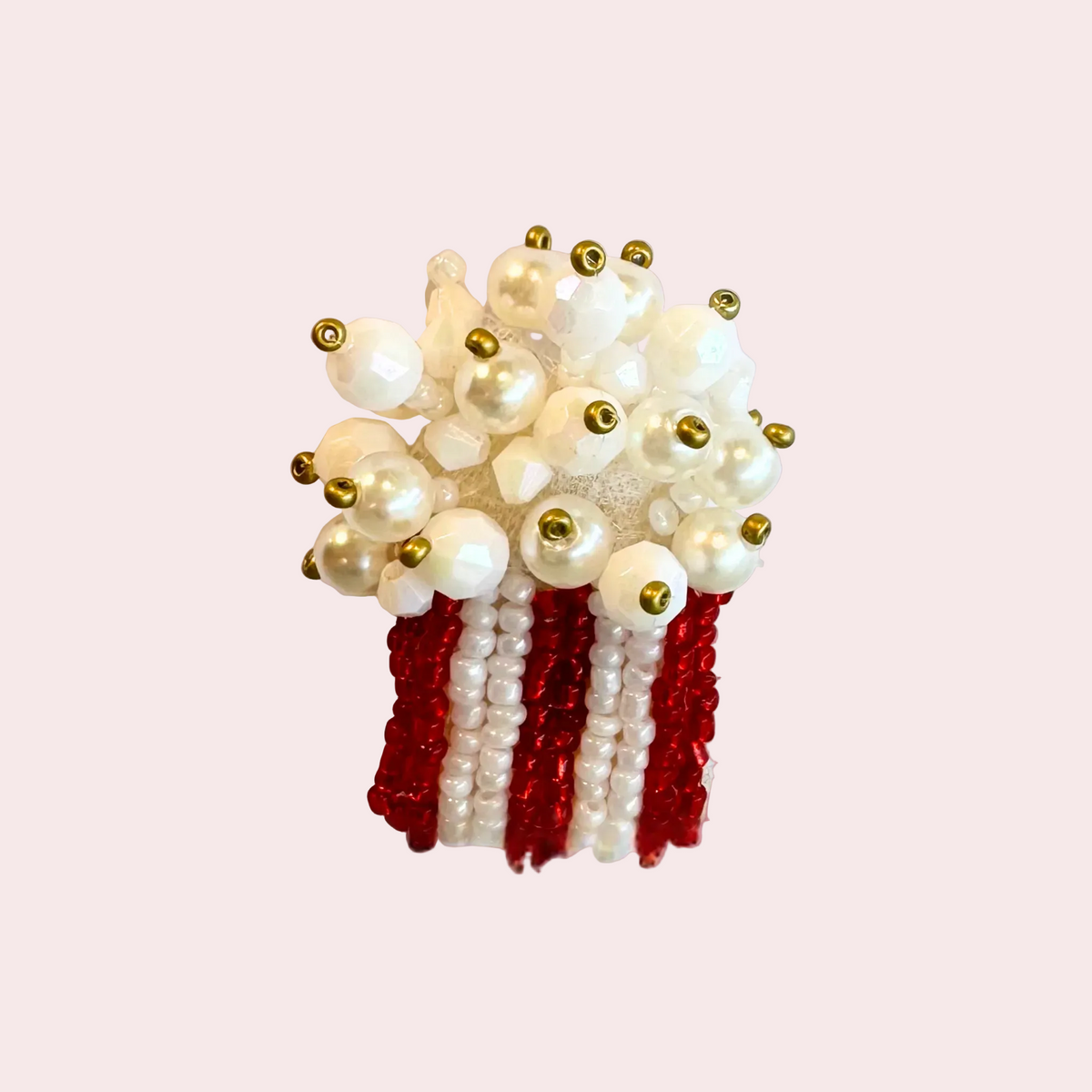 Popcorn XL – håndbroderet unika broche