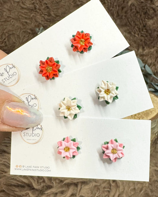 Små poinsettia ørestikkere - Hvid