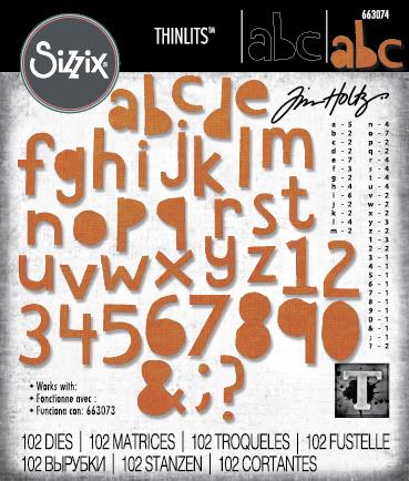 Sizzix/Tim Holtz Thinlits Die "Vault - Alphanumeric Cutout Lower" 663074