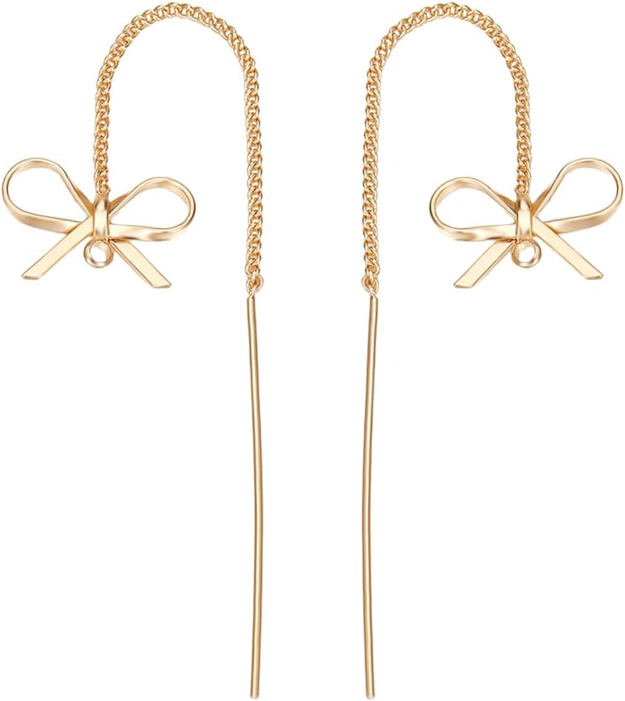 Sløjfe ørekæde 82 mm - forgyldt