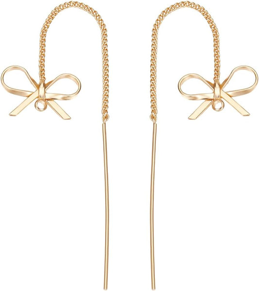 Sløjfe ørekæde 82 mm - forgyldt