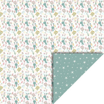 Felicita Design karton – 30×30 cm - Kaniner & Stjerner - grøn