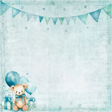 Felicita Design karton – 30×30 cm - Blå bamse