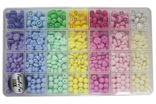 Perlemix smiley/blomster/hjerter/rund, 8-11mm