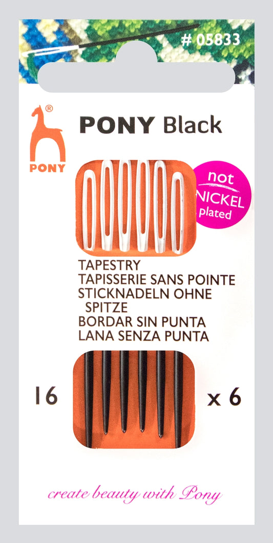 Pony black stramajnåle u/spids str.16