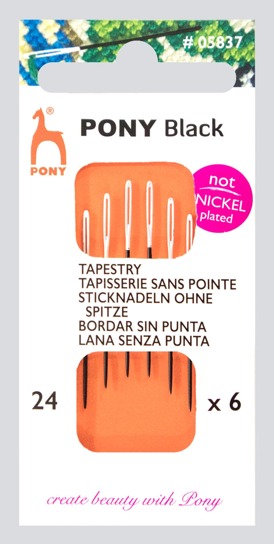 Pony black stramajnåle u/spids str. 24