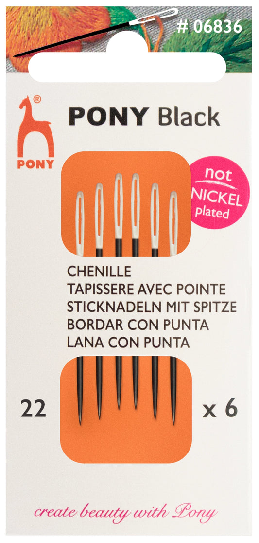 Pony black stramajnåle m/spids str. 22