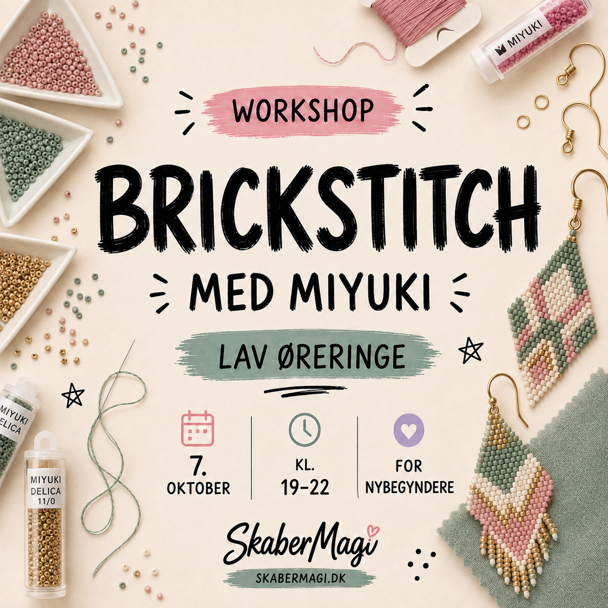 Workshop - Brickstitch med Miyuki · 7. oktober