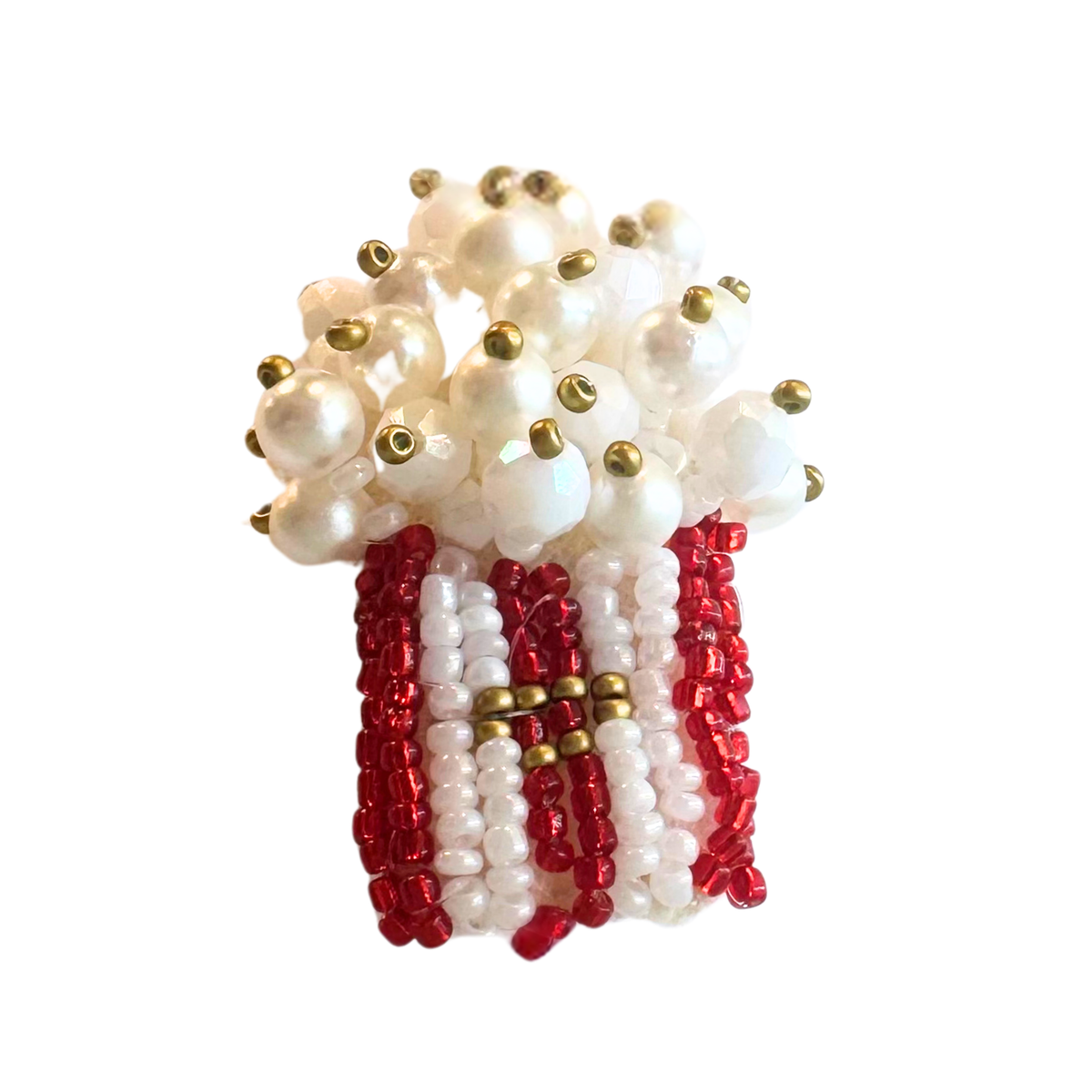 Popcorn lille – håndbroderet unika broche