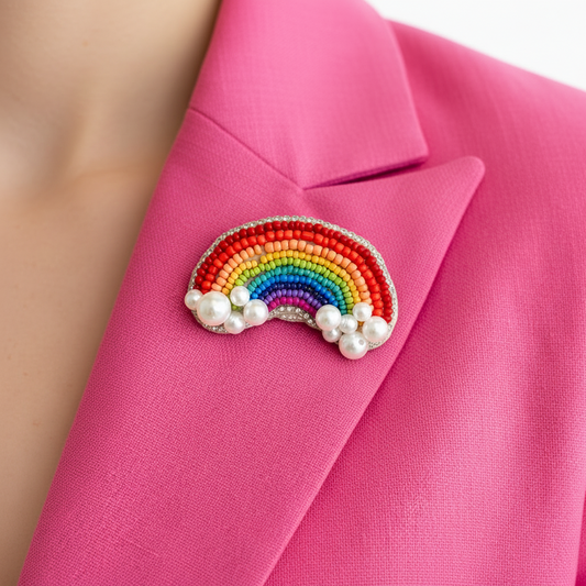 Regnbue – håndbroderet unika broche