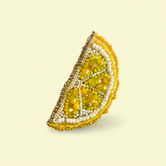 Citron – håndbroderet unika broche