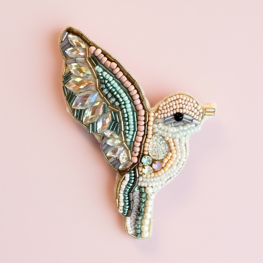 Kolibri – håndbroderet unika broche