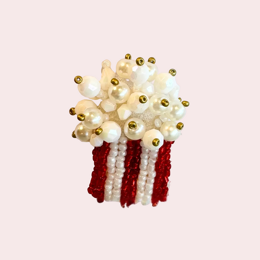 Popcorn XL – håndbroderet unika broche