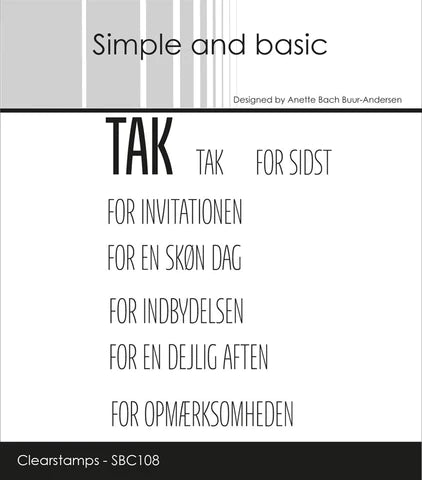 Simple and Basic clearstamp – “Danske Tekster: Tak”