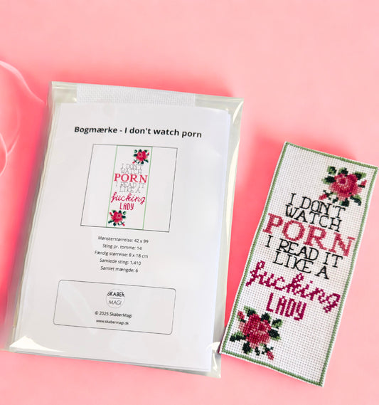 Broderikit Bogmærke - I don't watch porn