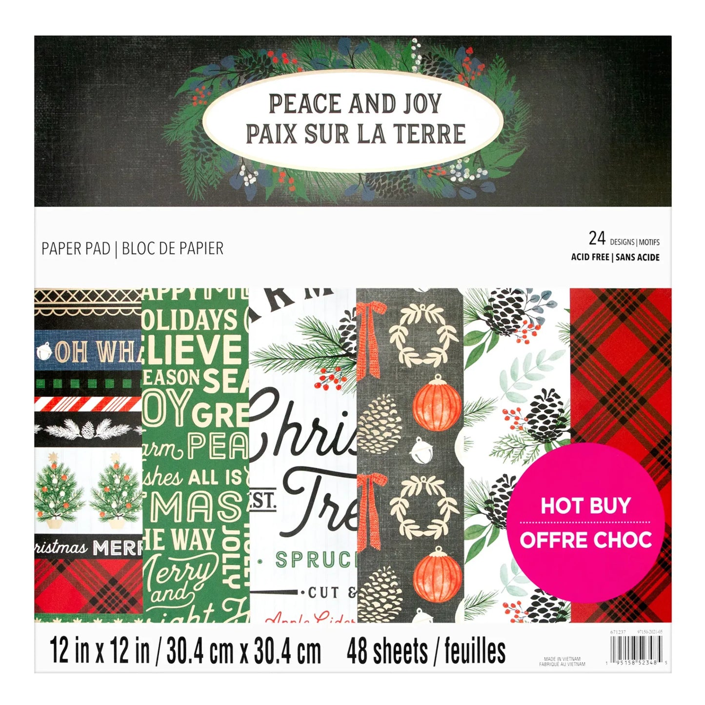 Craft Smith Peace and Joy 30x30 cm Papir Pakke (MSE7486)