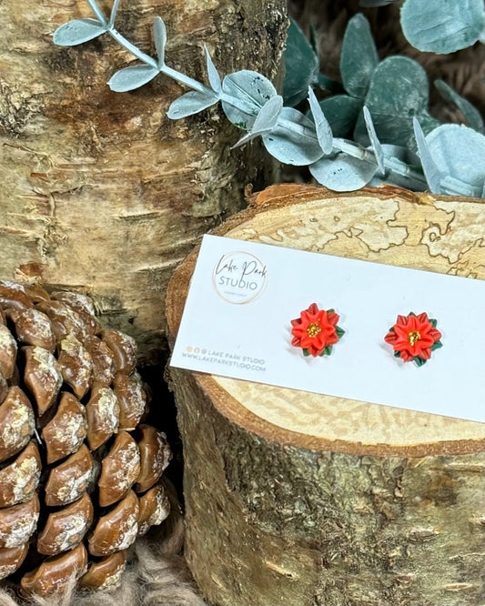 Små poinsettia ørestikkere - Rød