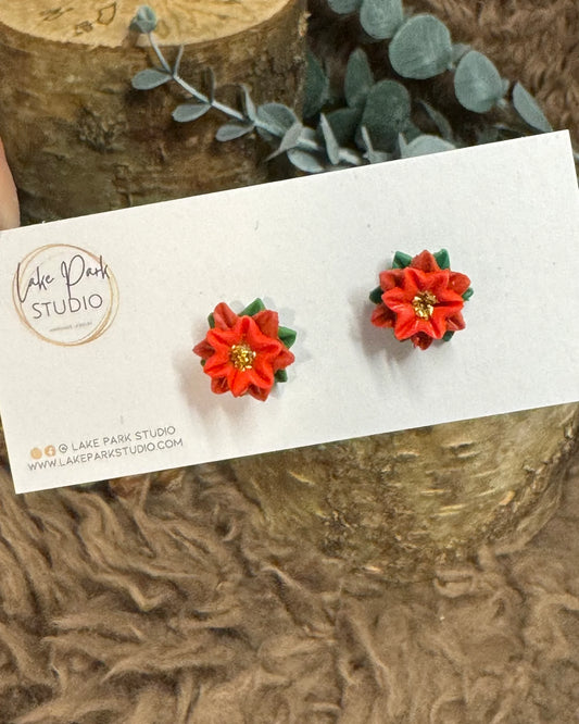 Små poinsettia ørestikkere - Rød