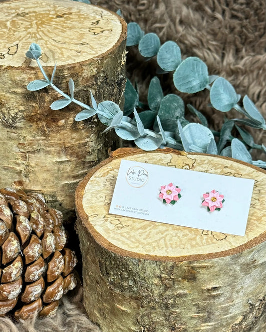 Små poinsettia ørestikkere - Lyserød