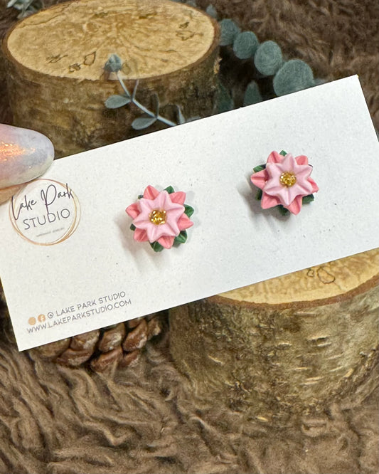 Små poinsettia ørestikkere - Lyserød