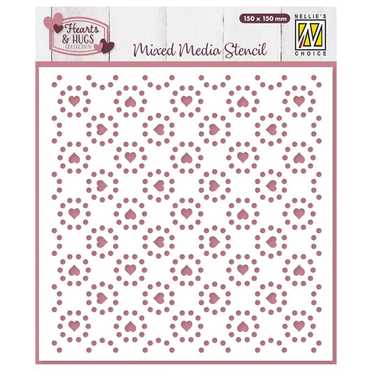 Mixed Media Stencil – Hearts & Dots