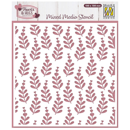 Mixed Media Stencil – Heart Branches