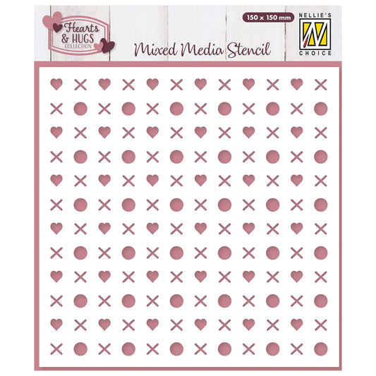 Mixed Media Stencil – Hugs & Kisses